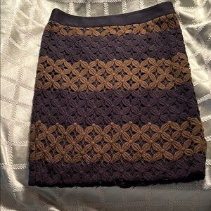 LOFT Embellished Black and Brown Mini Pencil Skirt